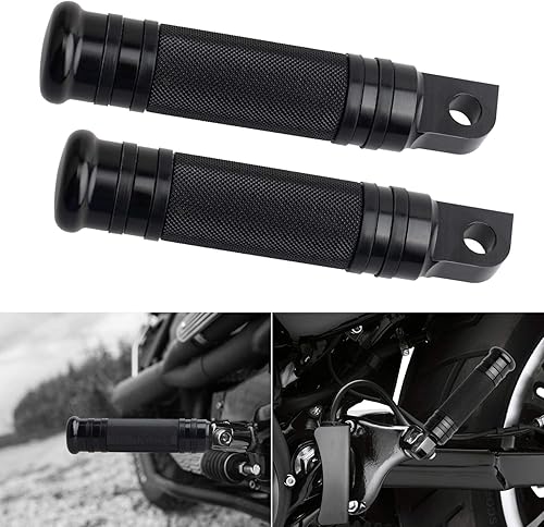 Miniatura 4 de NTHREEAUTO Reposapiés de montaje macho, clavijas de pasajero de palanquilla CNC negras, pedales de reposapiés de motocicleta compatibles con Harley