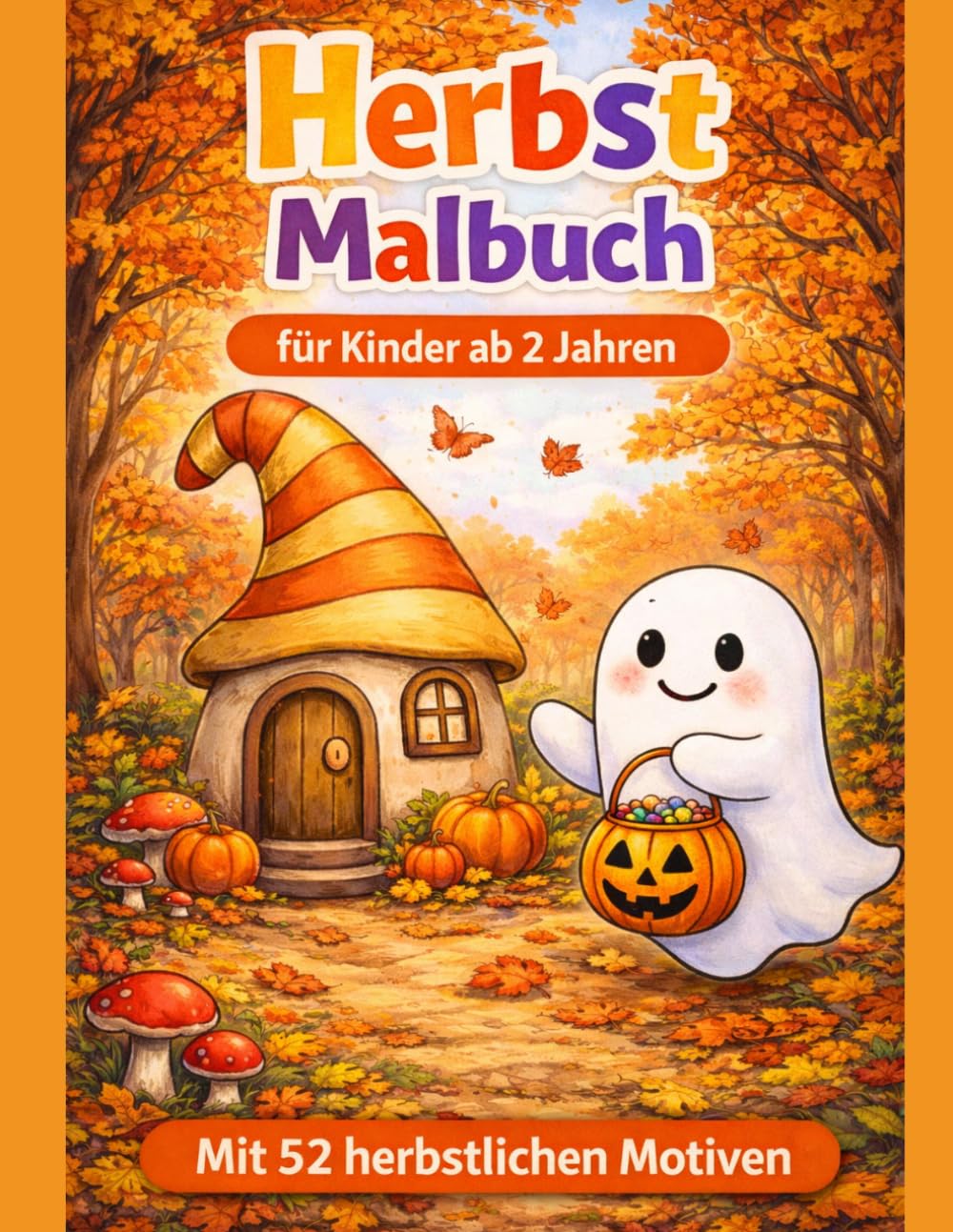 Herbst Malbuch für Kinder ab 2 Jahren: 52 einfache Ausmalbilder mit Kürbissen, Tieren und Halloween – Perfekt für Kleinkinder & Vorschule