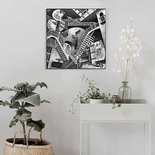 Miniatura 4 de AAOTE Stairs - by MC Escher - Pósteres artísticos de pintura para pared pósteres de arte para decoración moderna para el hogar idea de regalo 16 x