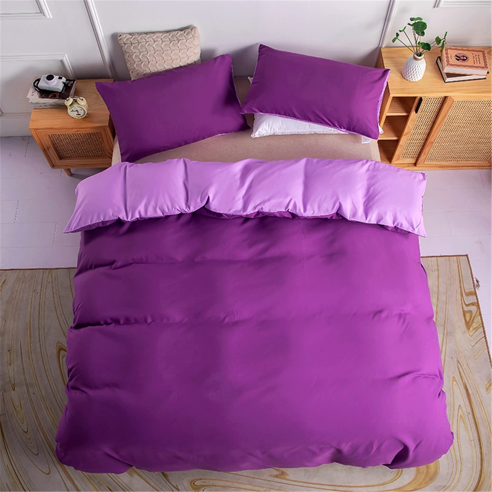 Odot Copripiumino Tinta Unita, Set Biancheria da Letto con Copripiumini e Federe, Set di Biancheria da Letto per Singolo Matrimoniale King Size (Nero & Grigio Scuro,200x230cm-3 Pezzi