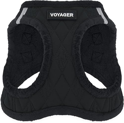 Voyager de Best Pet Supplies - Arnés tipo chaleco de meter de felpa suave para perros pequeños y medianos, color negro, talla XL (Pecho 20.5-23pulg)