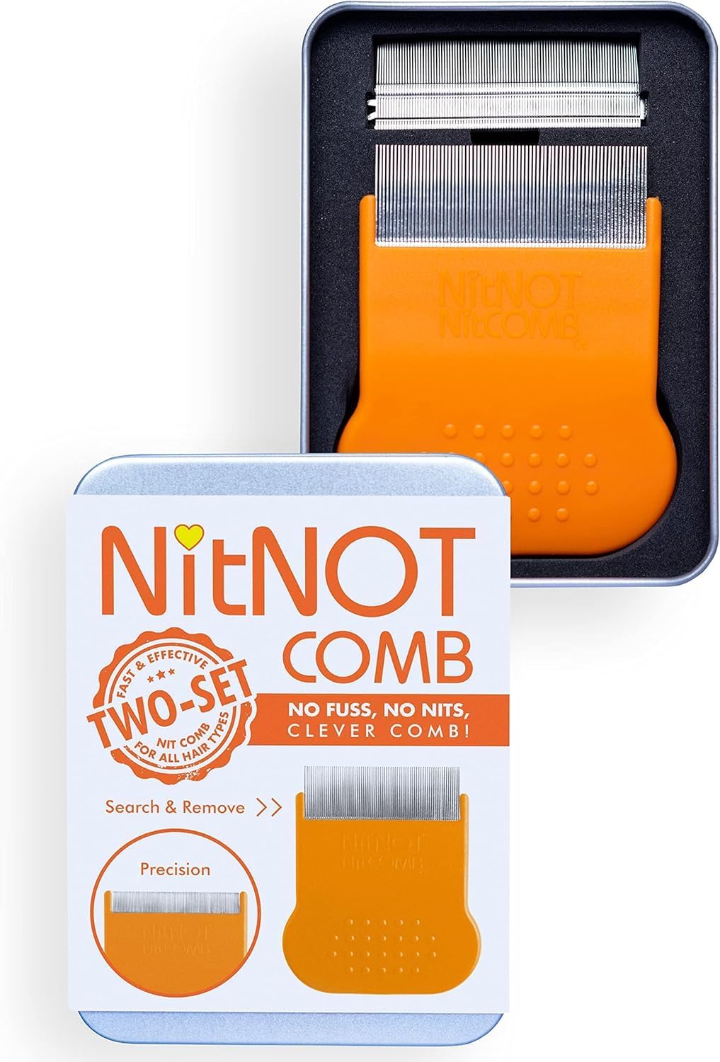 NitNOT - Liendrera Piojos. Peine piojos y liendres para todo tipo de cabello, Peine antipiojos muy fino, Peine a 2 cabezales, lendreras profesionales para la eliminación de los piojos de la cabeza