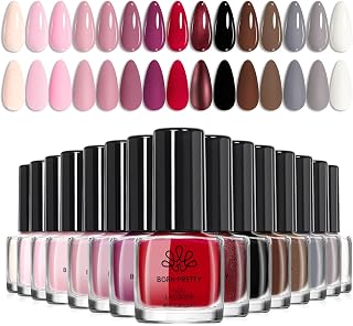 Born Pretty Fall Nail Polish Set, 15 Colors Brown Black White Gray Red Pink Nude Nail Polish Quick Dry Fall Winter Colors Fingernail Polish Kit for DIY Nail Art Salon Home Gift for Women