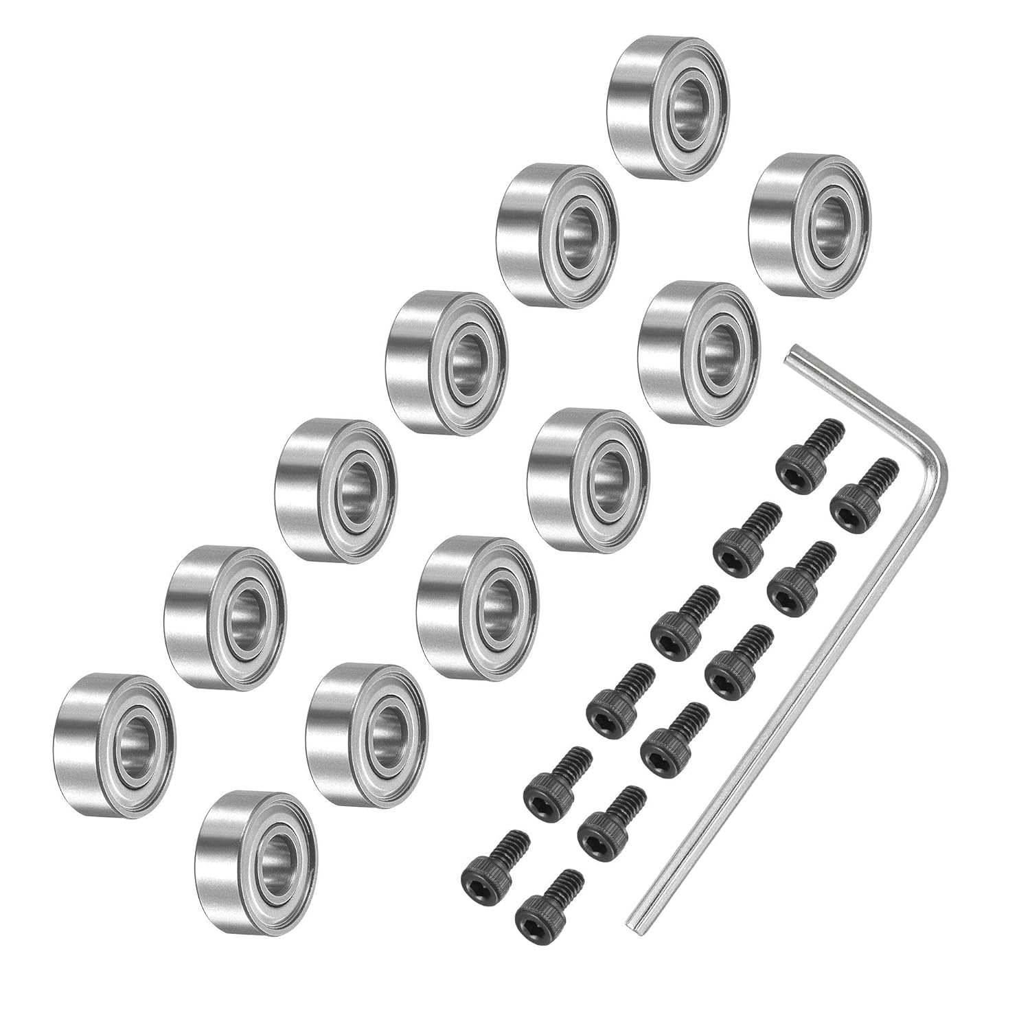 uxcell 12Pcs Bearing Accessory Kit 3/16" I.D. 1/2" OD Top Mounted Bearings for Router Bit (#5-40 x 1/4" Screws)