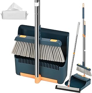 Dustpan and Broom Set with EVA Floor Squeegee