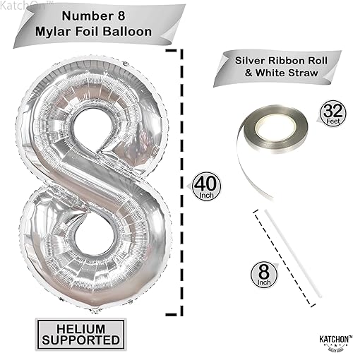 Miniatura 1622 de KatchOn, Globo dorado gigante del número 8 de 40 pulgadas, globo dorado del número 8 para decoraciones de cumpleaños de 8 años para niñas