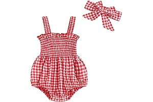 Baby Girl Red Summer Romper and Headband Set