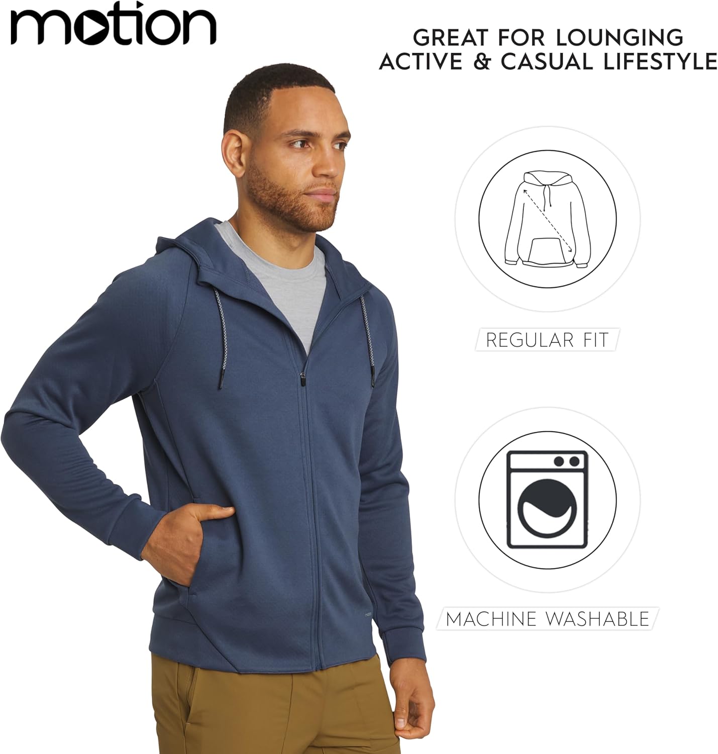 Motion Men's Regular Fit Active High Performance Heavyweight Jacquard Mesh Full Zip Hoodie (S-2XL) - Image 7