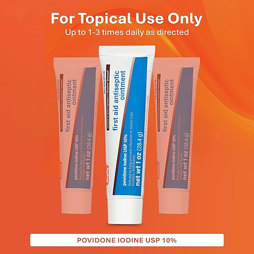Miniatura 3 de Pomada antiséptica de primeros auxilios de rugby, povidona yodo USP solución tópica al 10%, ayuda a prevenir infecciones en cortes menores, rasguños