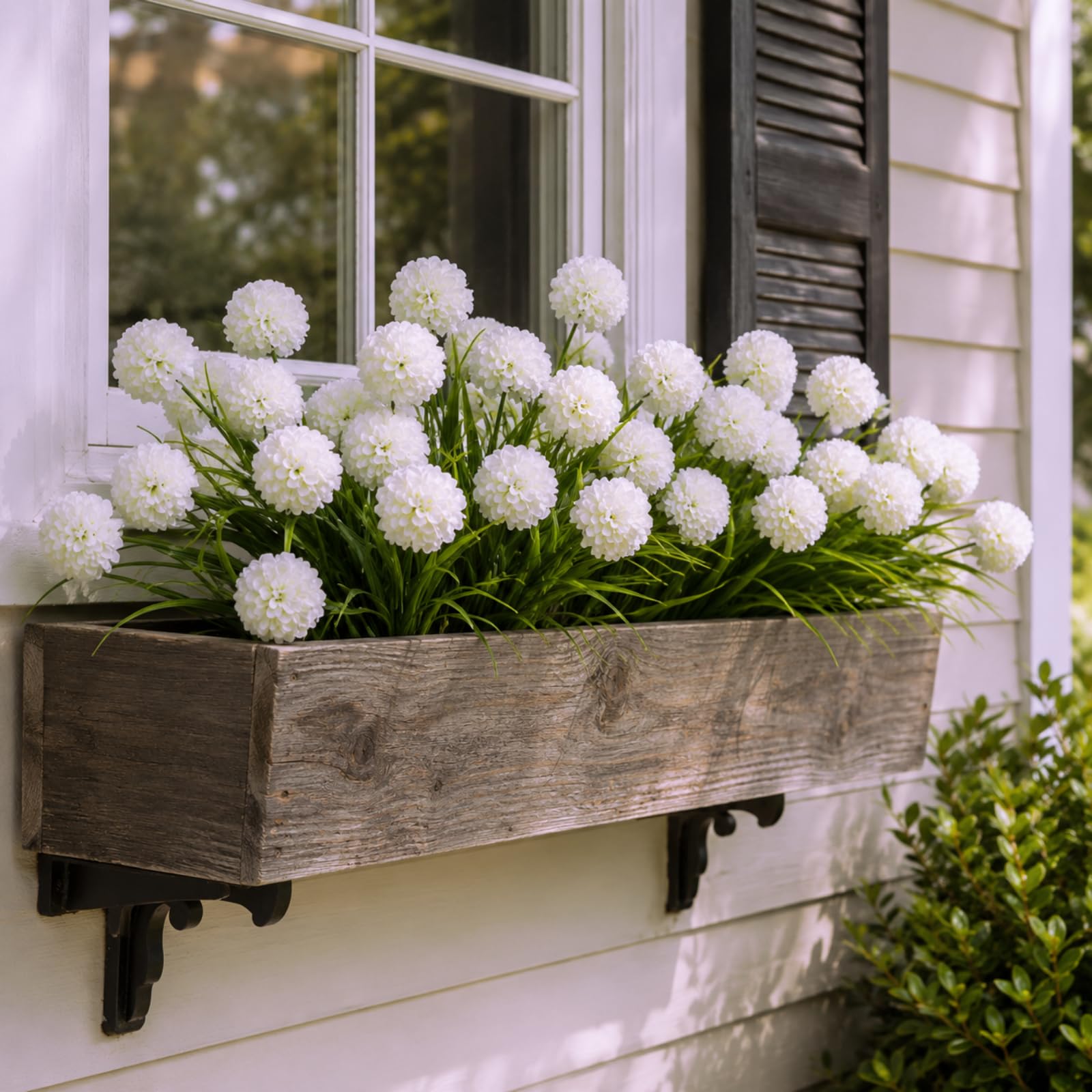astylishhome Artificial Flowers Outdoor White Hydrangea Fake Flower Bouquet Silk Flowers for Vase Patio Balcony Home Decor F2228 — image 1