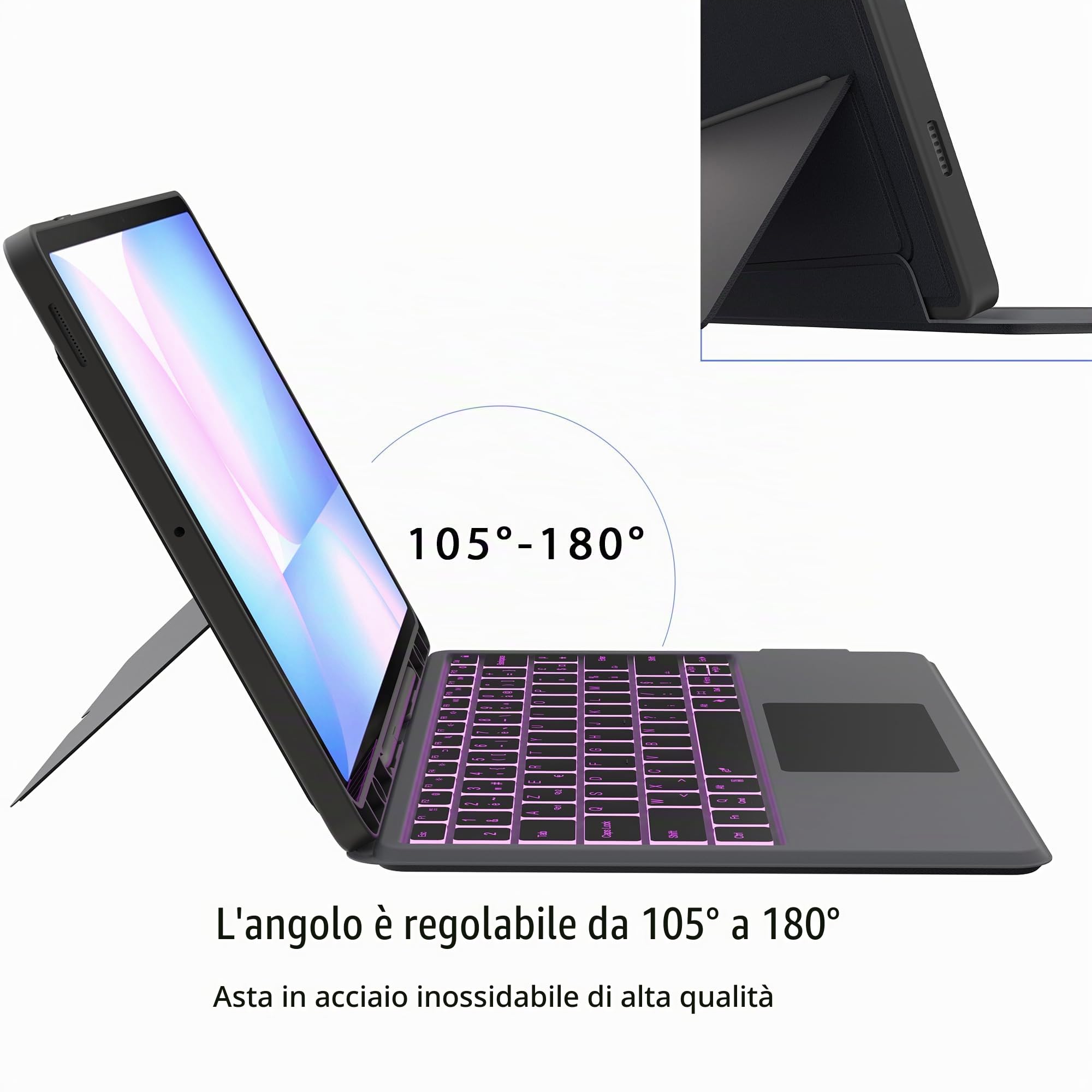 Cover tastiera per Samsung Galaxy Tab S10 FE+ Plus 13.1 pollici: 7 colori retroilluminati magnetici tastiera staccabile con trackpad | tastiere Azerty francese wireless per Galaxy Tablet S10 Fe+ 13.1
