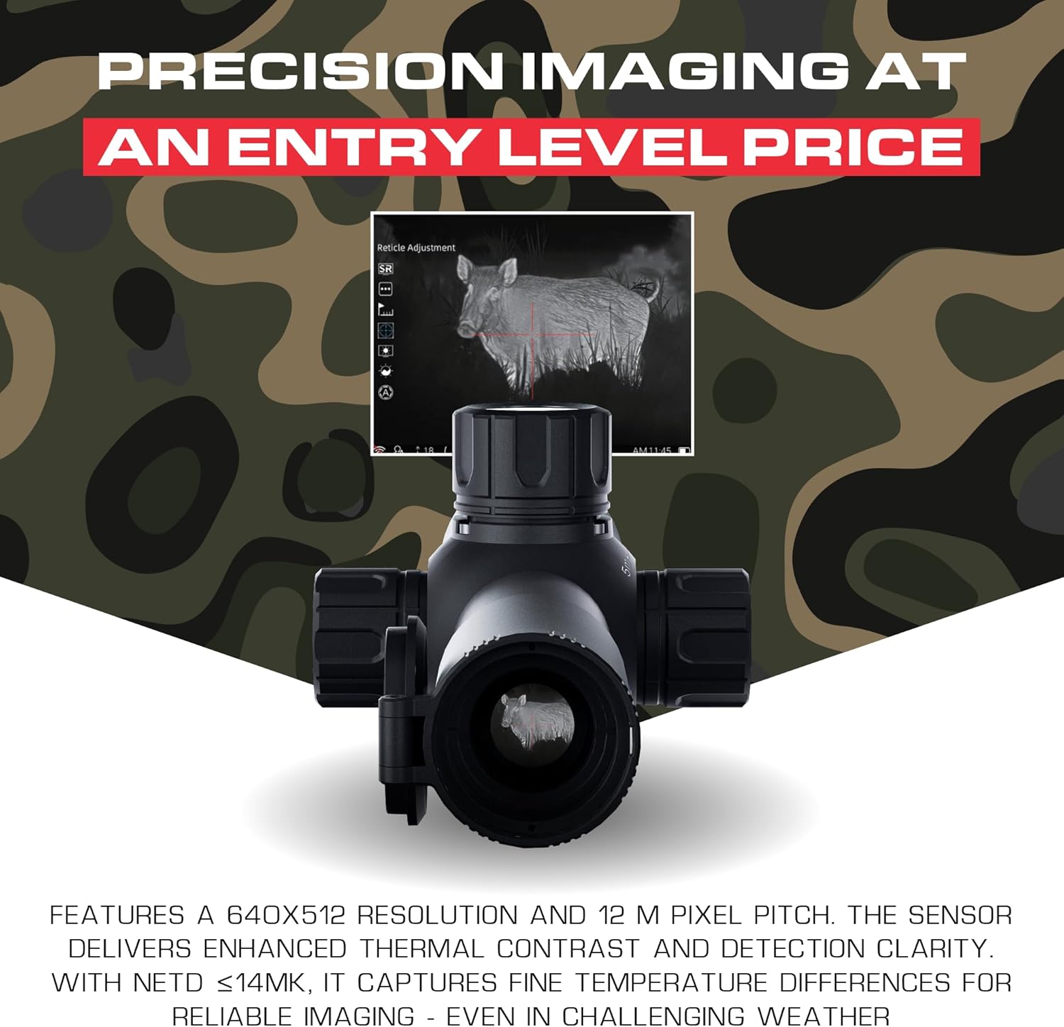 PARD USA Pantera eX 640 Thermal Imaging Scope 12μm 640x512 Resolution ≤14mK NETD, 50Hz Refresh Rate, 50mm Lens, 2560×2560 OLED Screen, 3.7X Optical & 8X Digital Zoom with 1094 Yards Detection Range