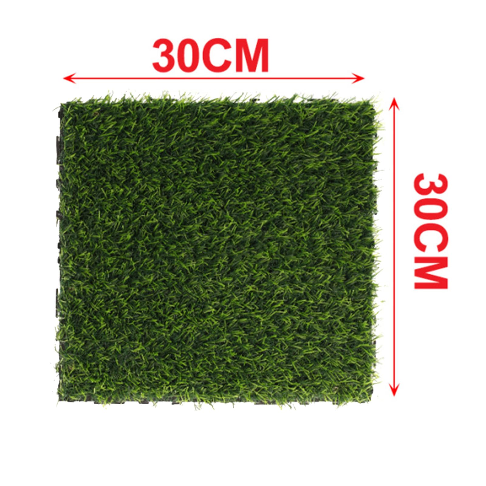 10 Piastrelle Erba Sintetica 30x30 cm – Pavimento da Giardino con Prato Artificiale, Verde, Incastro e Taglio Facile, 0.9 m²