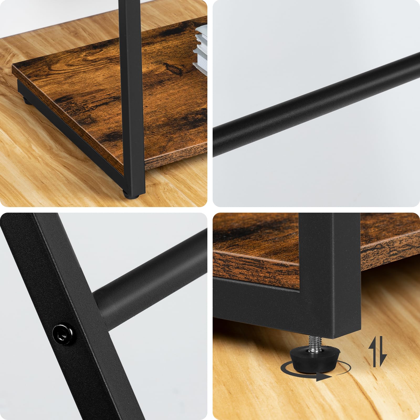 Portasciugamani Autoportante HOOBRO - 3 Bracci, Design Vintage Marrone E Nero - Foto 10