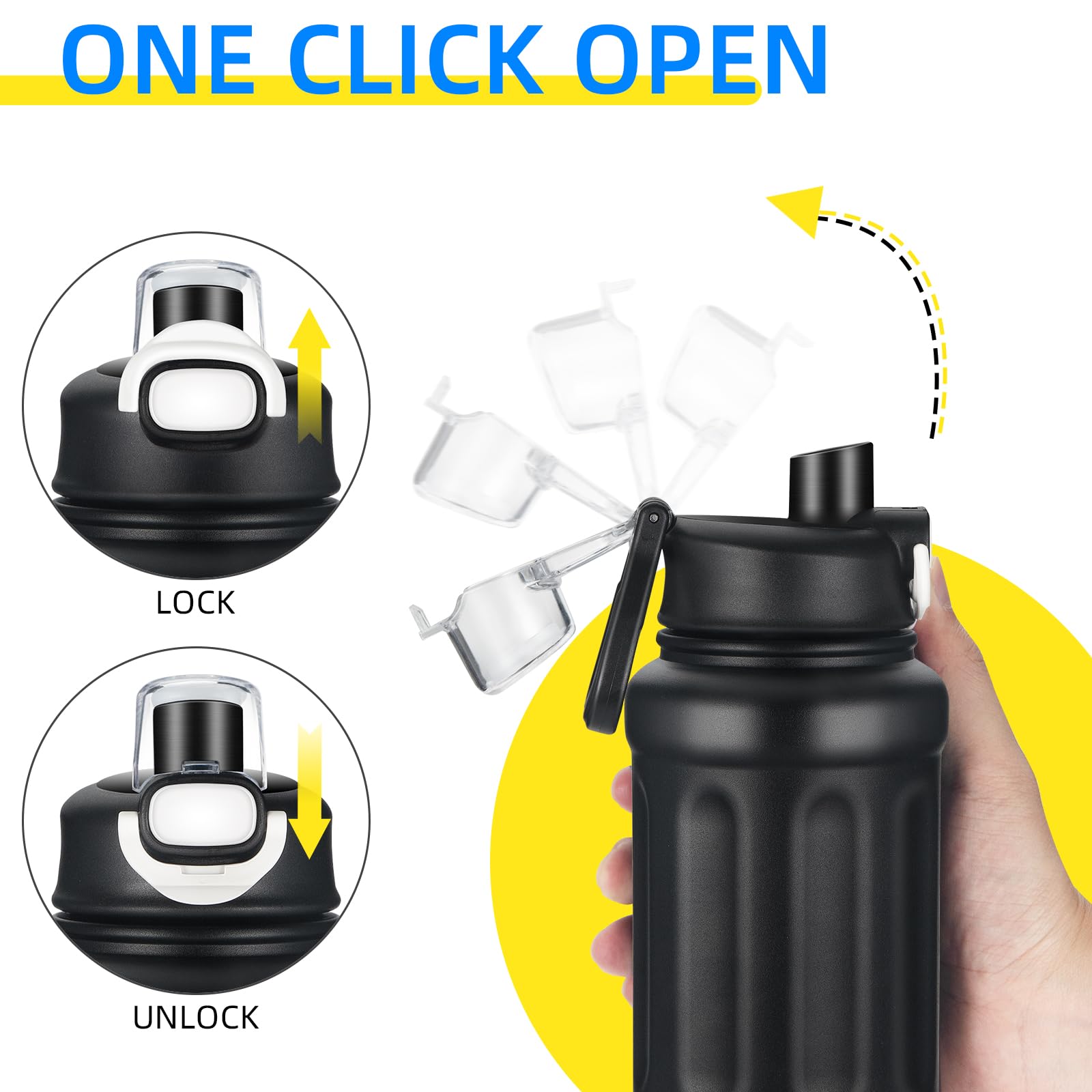 27 Oz Stainless Steel Insulated Water Bottle With Straw & Handle - Keeps Cold 12H, Hot 24H