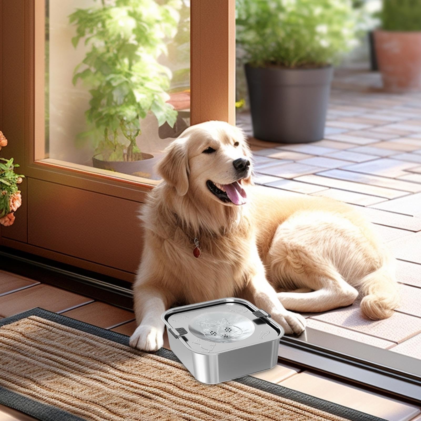 Auslaufsicherer Wassernapf für Hunde 3 L Edelstahl Wasserspender tropffrei | Großer Hundenapf Für Drinnen, Draußen, Unterwegs, Auto, Box, Käfig, Zuhause, Garten, Tierarzt