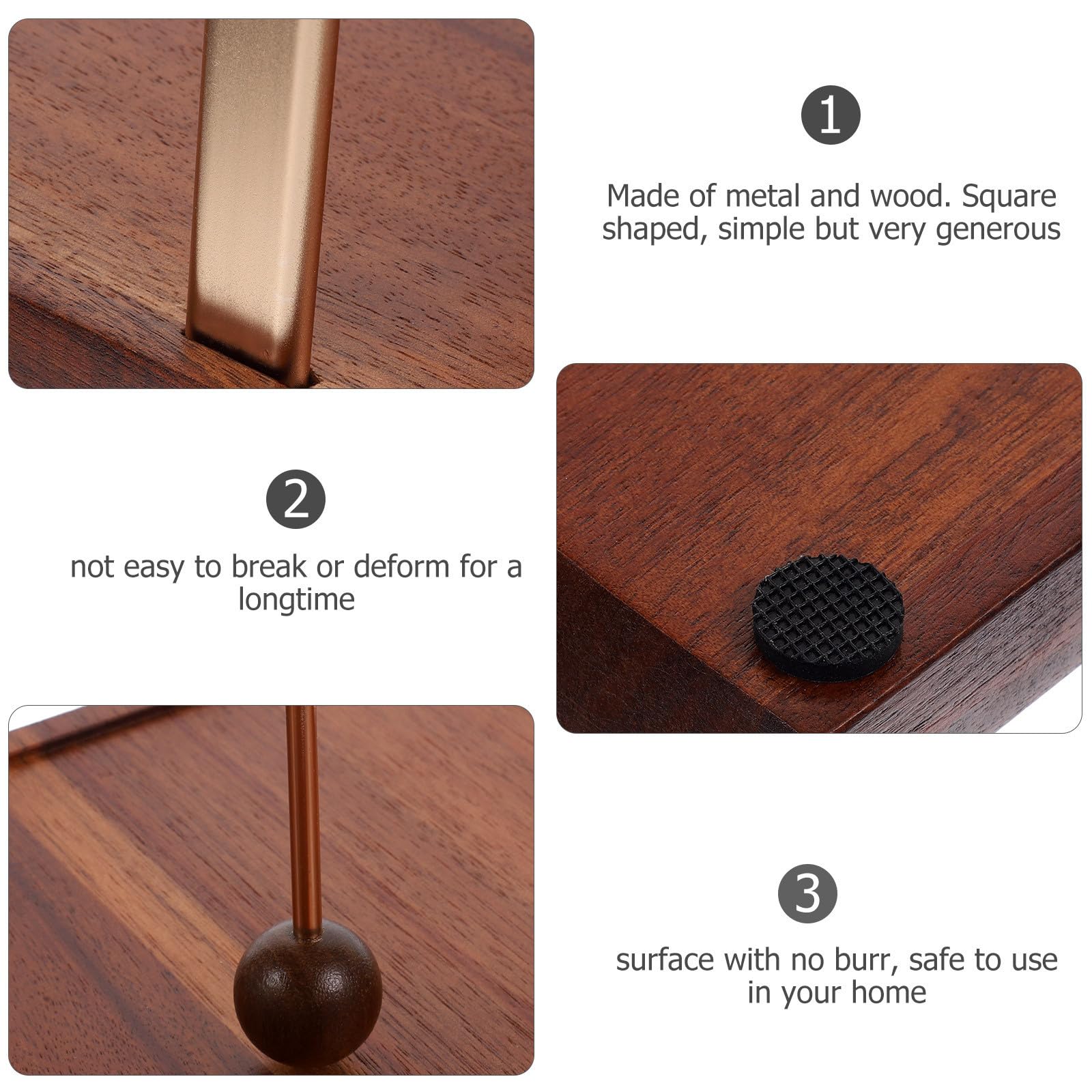 Servilletero Cuadrado de Madera y Hierro Marrón Gran Capacidad, Estable y Resistente, Adecuado para Restaurantes y Cafeterías