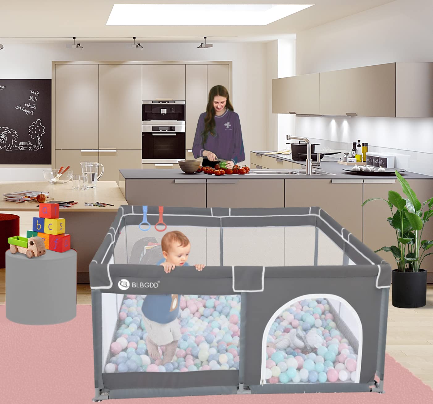 Baby Playpen, Play Pens for Babies and Toddlers Extra Large Baby Fence Play Area with Gate，Safety Baby Play Yards Indoor， Playpen for Babies and Toddlers (71"x59"Gray) : Baby