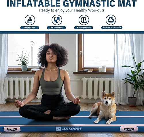Miniatura 3 de AKSPORT - Colchoneta inflable para gimnasia, con bomba de aire, para el hogar, acrobacias, gimnasio, entrenamiento, animación, parkour, playa,