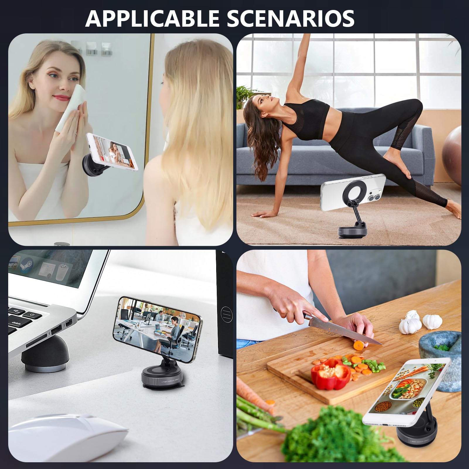 Supporto per telefono da cruscotto, con ventosa magnetica, girevole a 360°, per e telefoni Android con