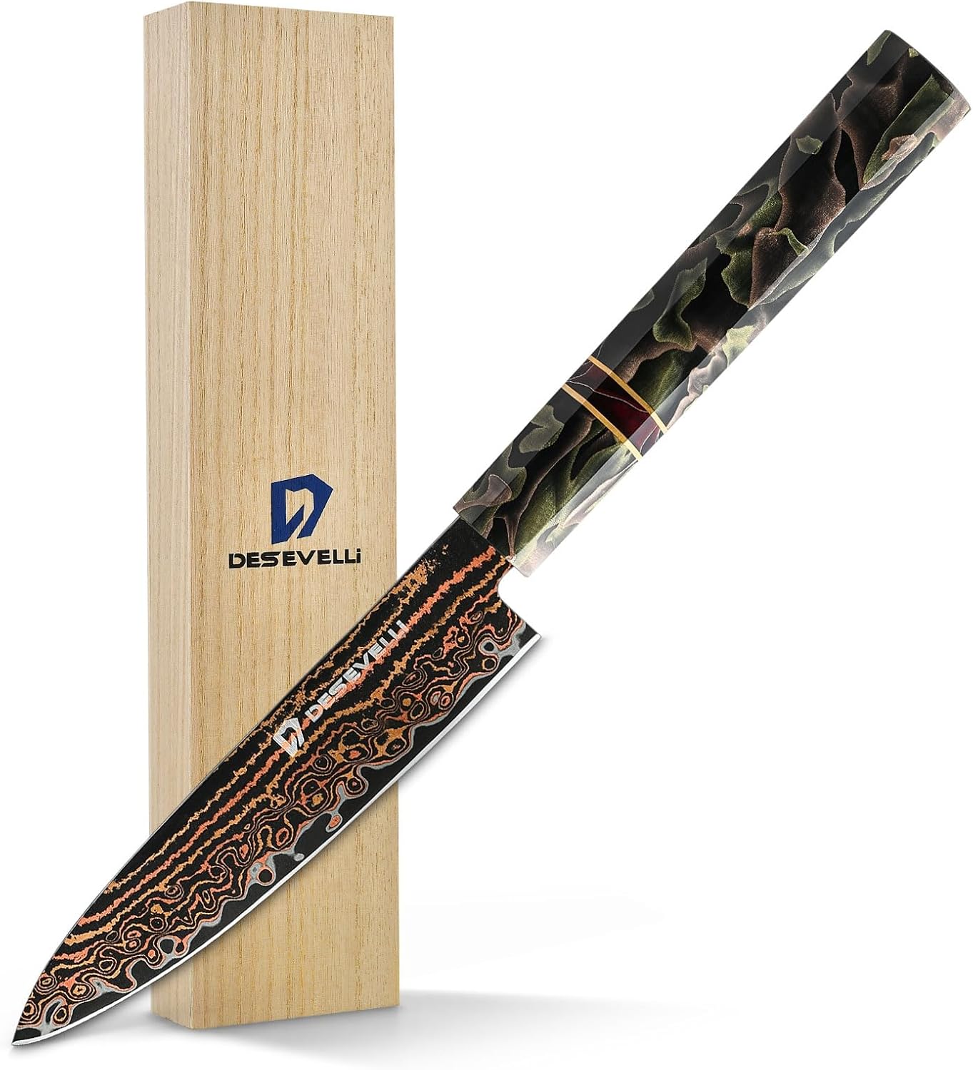 4.5'' Japanese Utility Knife with VG10 Core,Handcrafted Sharp Knife with Ergonomic Handle，Multi-Purpose Petty Knive with Luxury Gift Box, Christmas Gifts for Women Men