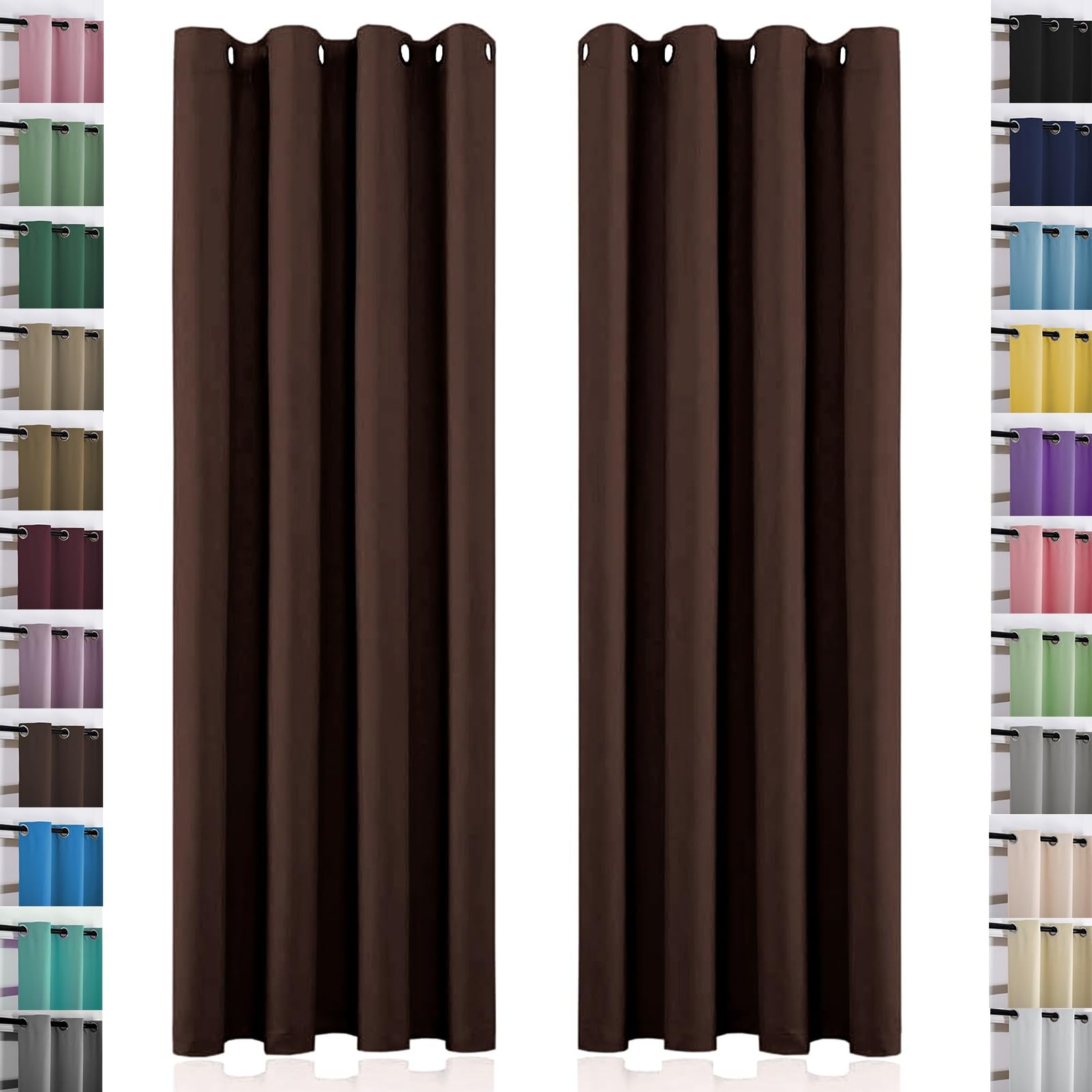 Rideau occultant thermique isolant anti froid marron 250 x 110 cm pour fenêtre