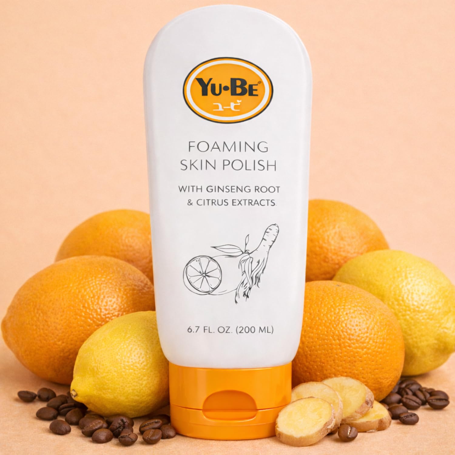 Yu-Be Foaming Skin Polish – Face and Body Exfoliating Scrub with Gentle Fruit AHAs, Walnut Polish & Citrus Scent, Exfoliating Face Wash & Body Scrub for Sensitive Skin - 6.7 fl oz (2 Pack)