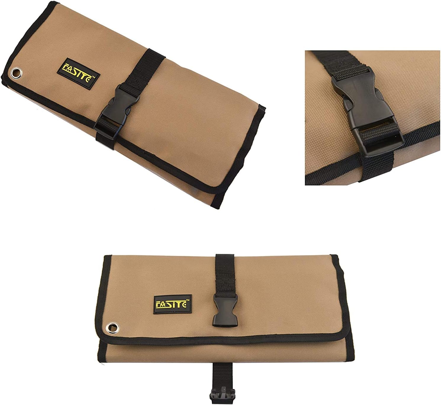 FASITE Roll Tool Pouch Rolling Tool Hanging Bag Multi Pockets Organizer PTN055, Dark Yellow