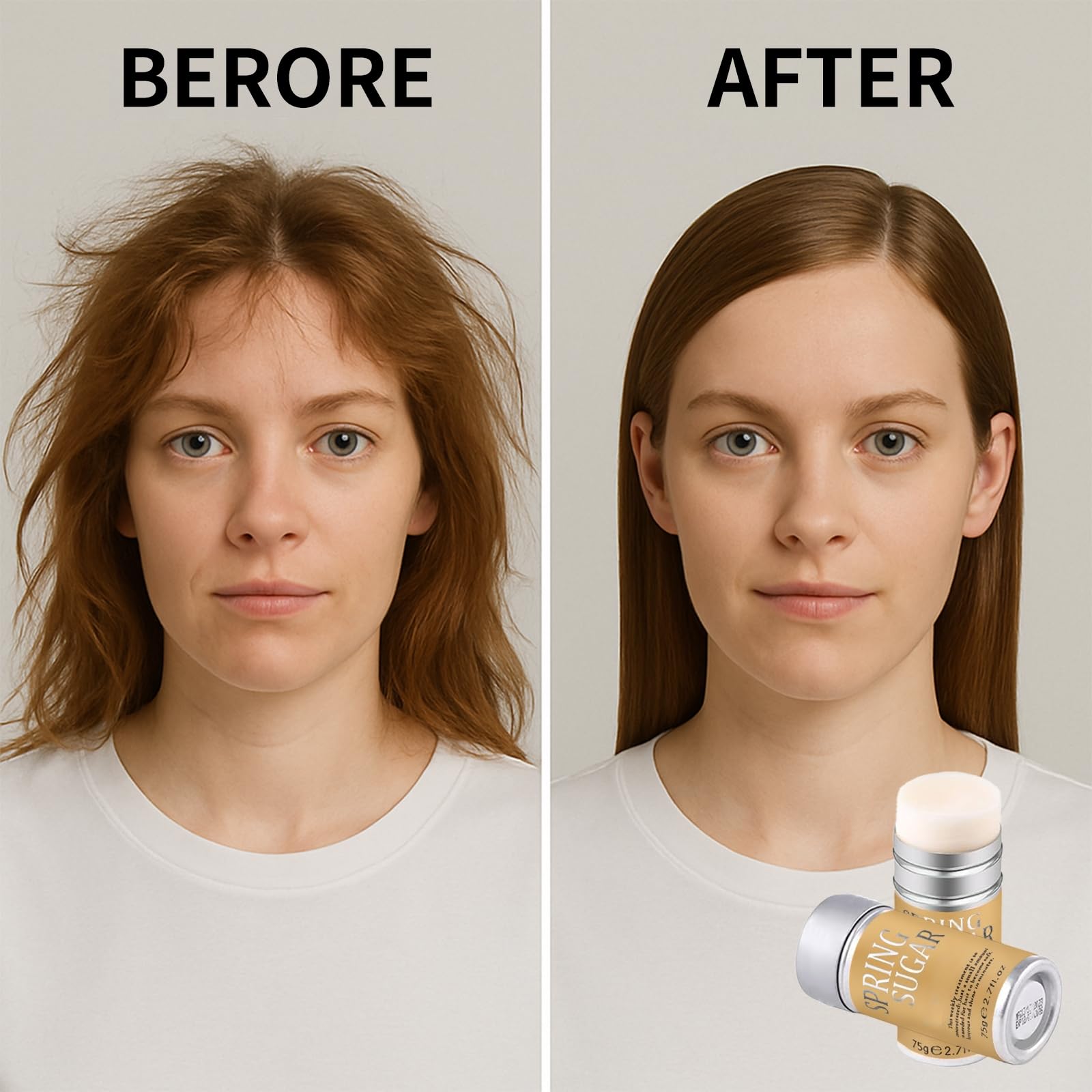 Slick Back Bâton de cire pour cheveux et brosse en poils de sanglier – Contrôle des bords et dompteur Flyaway pour tous les types de cheveux, styles élégants, queues de cheval, chignons et cheveux de