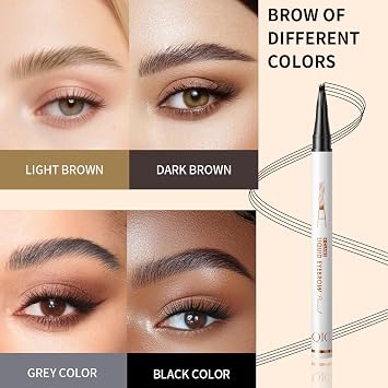 W3W Microblading Eyebrow Pencils for Women - Waterproof Eyebrow Pencil With Precise 4-Fork-Tip, Brow Pencil Create Natural Hair-Like Brows for Perfect Eyebrow Makeup, Last All-Day, Black