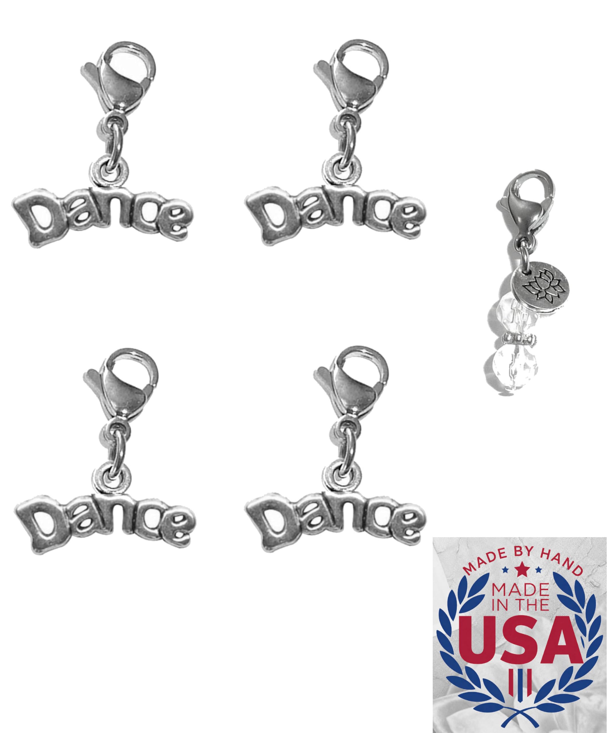 Hidden Hollow Beads 4 Clip On Charms for Purse, Handbag, Keychain, Zipper Pull, Backpack, Jewelry Accessory, USA