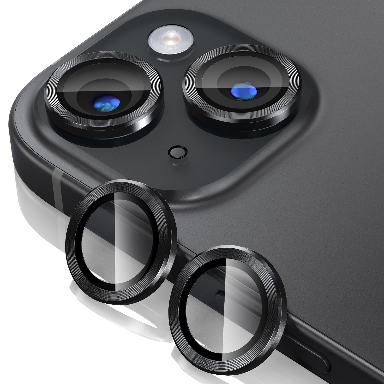 Giftorld Camera Lens Protector for iPhone 14/14 Plus,Aviation Aluminum 3D Ring,9H Tempered Glass,360 Degree Protection,HD Clarity,4 Layers Unique Design,Full Coverage