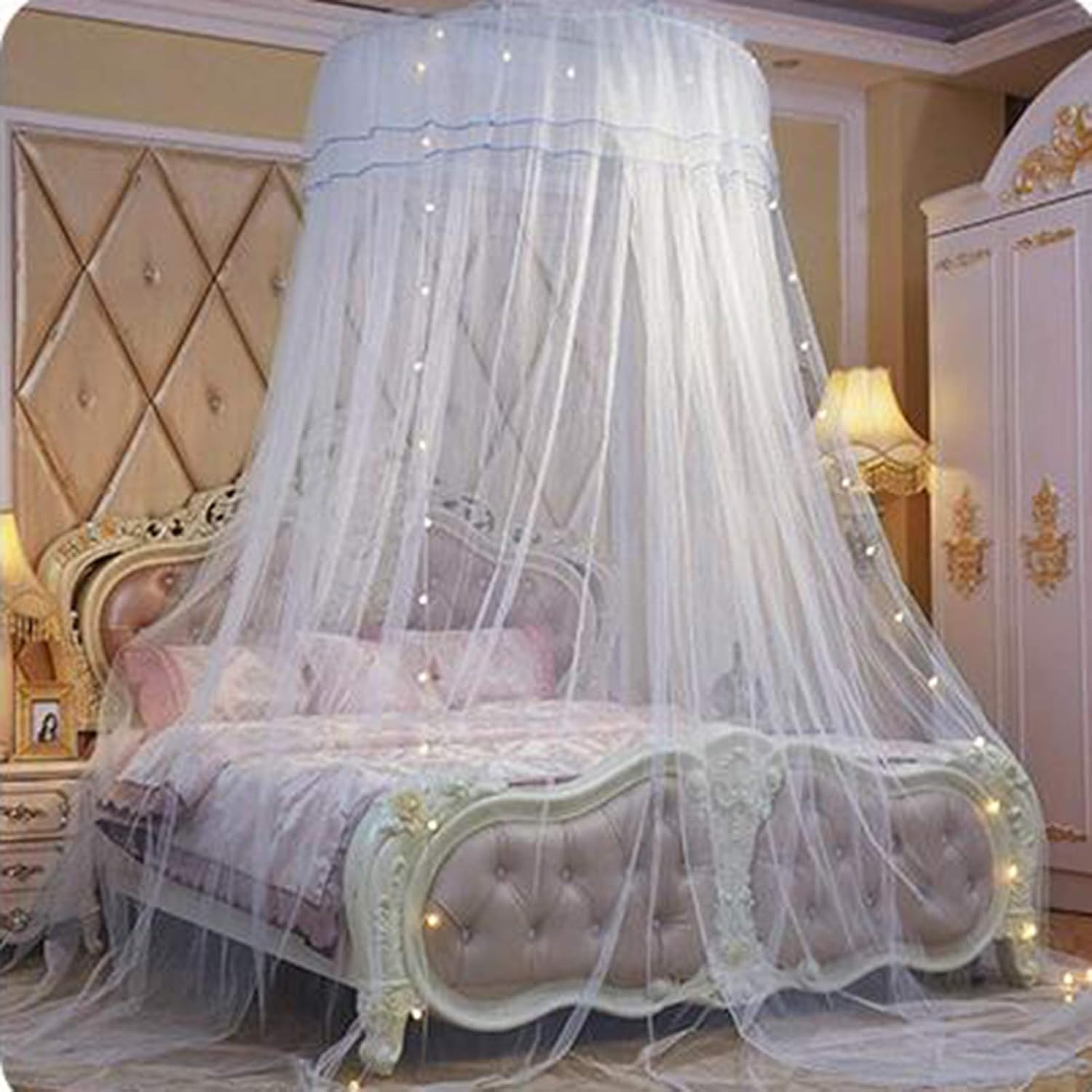 Bed Canopy for Girls – Lace Mosquito Net Lace Bed Mosquito Netting Mesh Canopy for Dome Double Bed Canopy Bed Canopy Mosquito Net (White 120 x 280 cm)