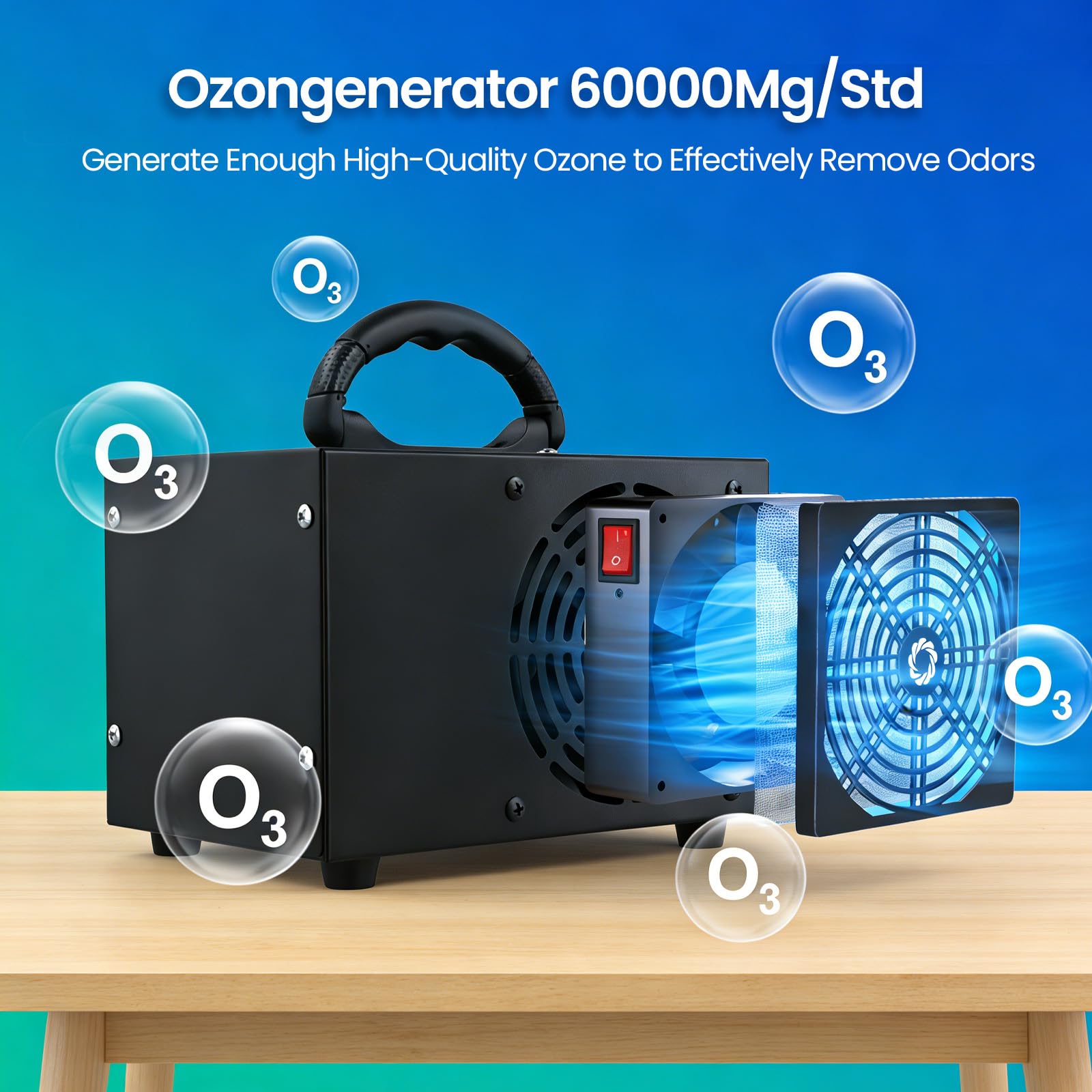 Generador De Ozono 60000 Mg/H,Ozono Hogar Purificador De Aire,Maquina De Ozono,Temporizador De 60 Minutos,Ozonizador Para Coche,Oficina,Garaje,Apartamento