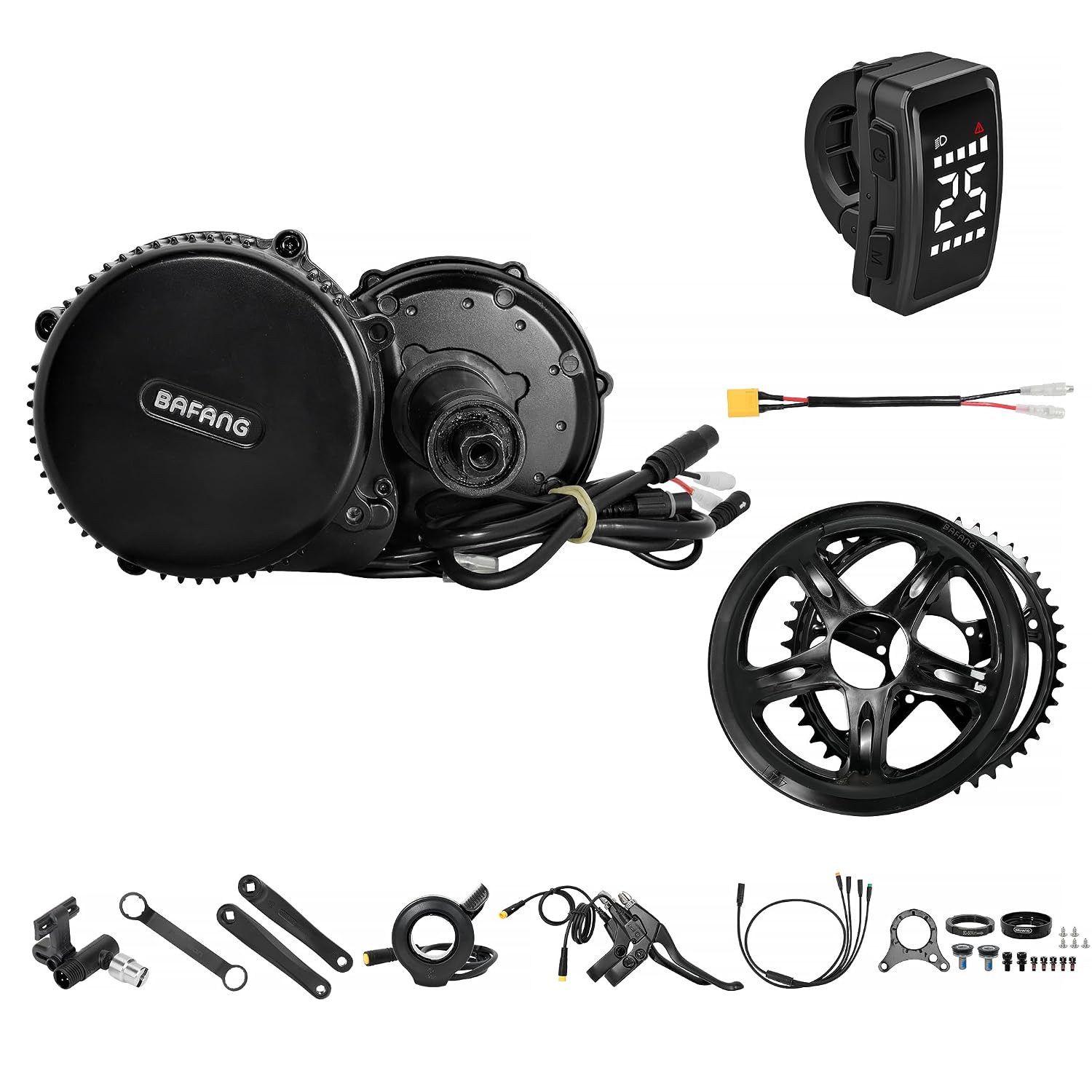 BAFANG BBS02B Mid Drive Motor Kit, 48V 750W UART Bus Ebike Conversion Kit with LCD Display, USB Programmable, Fits 68-73mm Bottom Bracket, Battery Optional