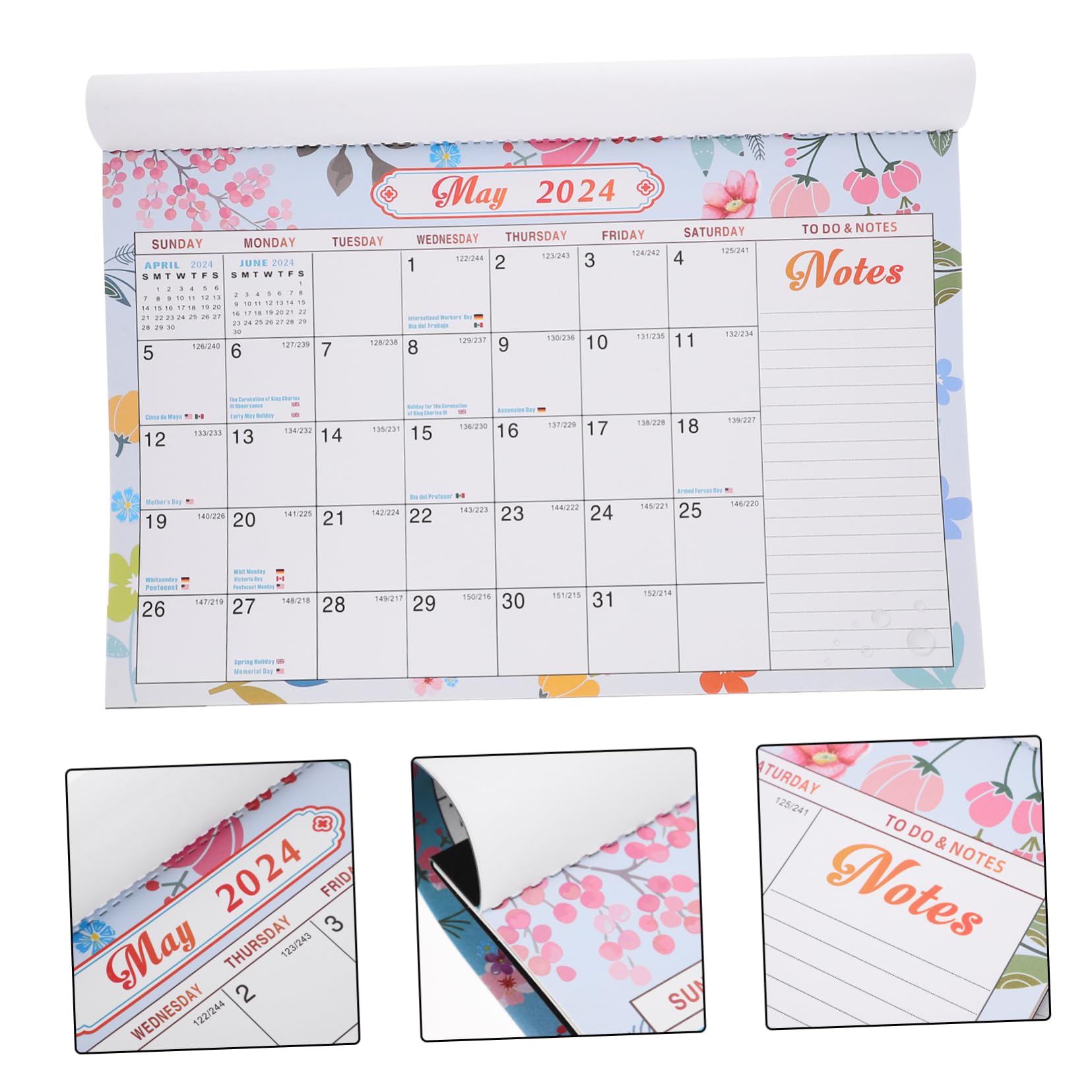 Lurrose 3stücke Monatlicher Wandkalender Mit Feiertagen Praktischer Planer Für Büro Und Zuhause Für Organisation Ihres Terminkalenders Schöner Und Funktionaler Wandkalender Für Jeden