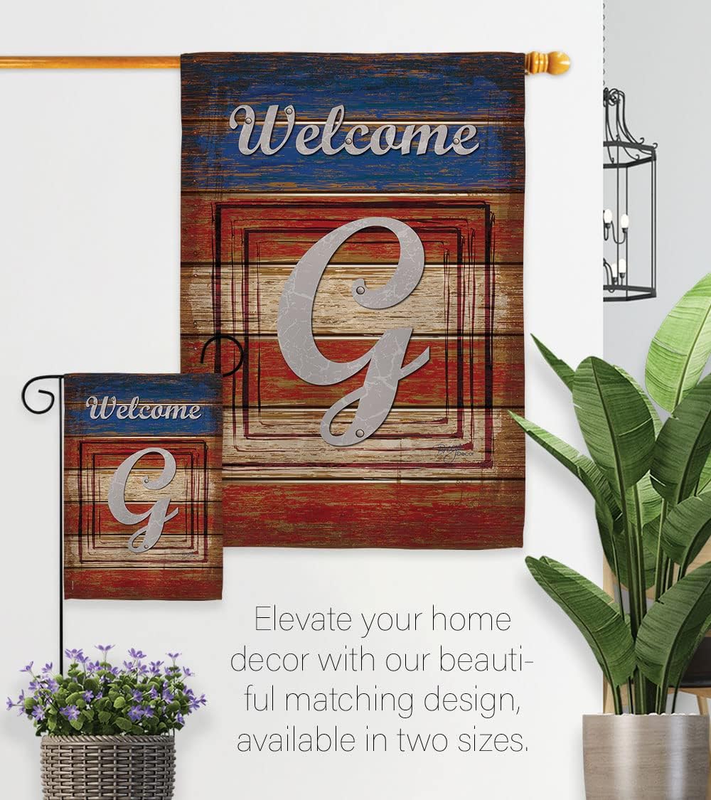 Breeze Decor G180111 Patriotic G Initial Americana Patriotic Impressions Decorative Vertical Garden Flag 13" x 18.5" Printed In USA Multi-Color