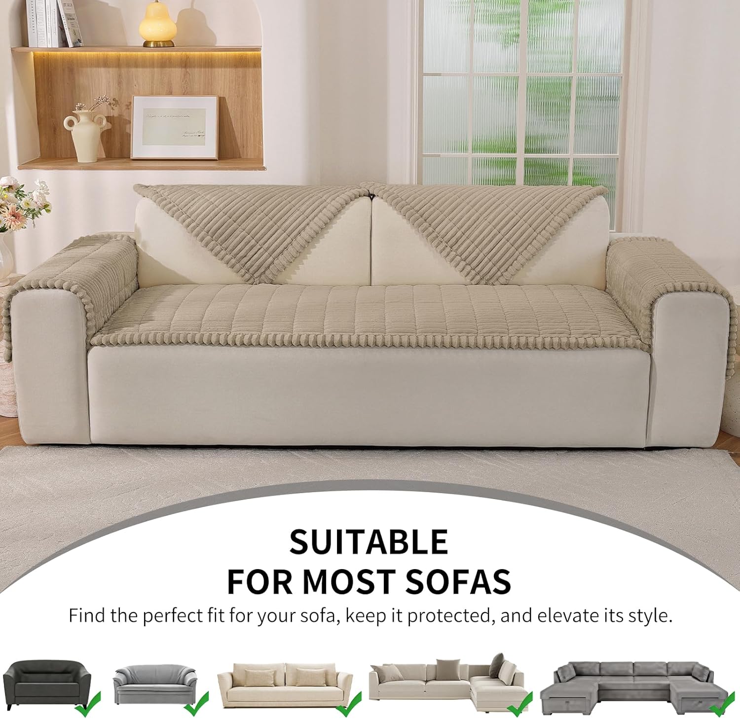 Couch Cover for Dogs Washable, Non-Slip Couch Covers for Sofa,Fuzzy Pet-Friendly Couch Cover for 3 Cushion Couches （Brown,27.6" x 59"/70 x 150cm