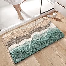 GAVI Home Decor Microfiber Soft Bathroom Mat with Modern Design Anti Slip Bath Mats Water Absorbent Mat for Shower Quick Dry Anti Slip Bottom Living Room & Kitchen (Wave Colorful Mat)