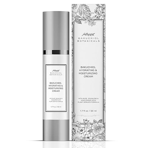 Bakuchiol - Crema hidratante de 1.7 onzas, alternativa al retinol, ingredientes derivados de plantas naturales, bakuchiol y escualano, aloe, ácido