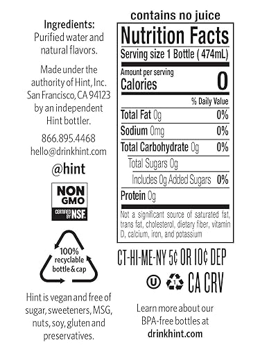 Miniatura 17 de Hint - Botellas de agua pura infusionada con piña, de 16 onzas, cero azúcar, cero calorías, cero edulcorantes, cero conservantes, cero sabores