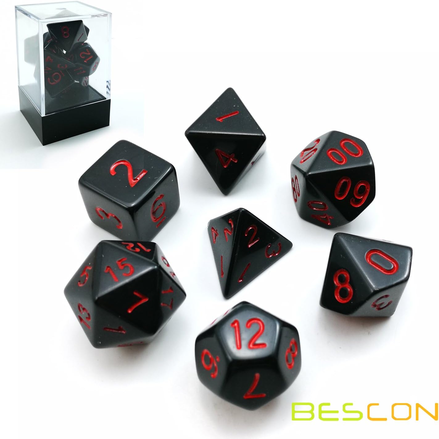 Set of 7 Glow in The Dark Polyhedral Dice (7 Die in Set) | Role Playing Game Dice | D4, D6, D8, D10, D%, D12, and D20 (Aqua)