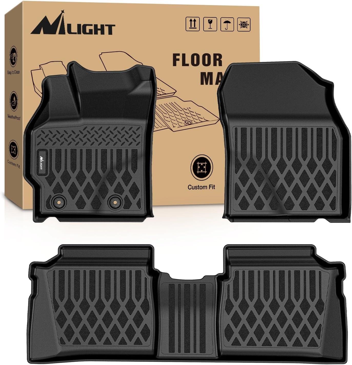 Nilight TPE Floor Mats for Toyota Prius Hybrid 2012 2013 2014 2015 All Weather Custom Fit Heavy Duty Floor Liners