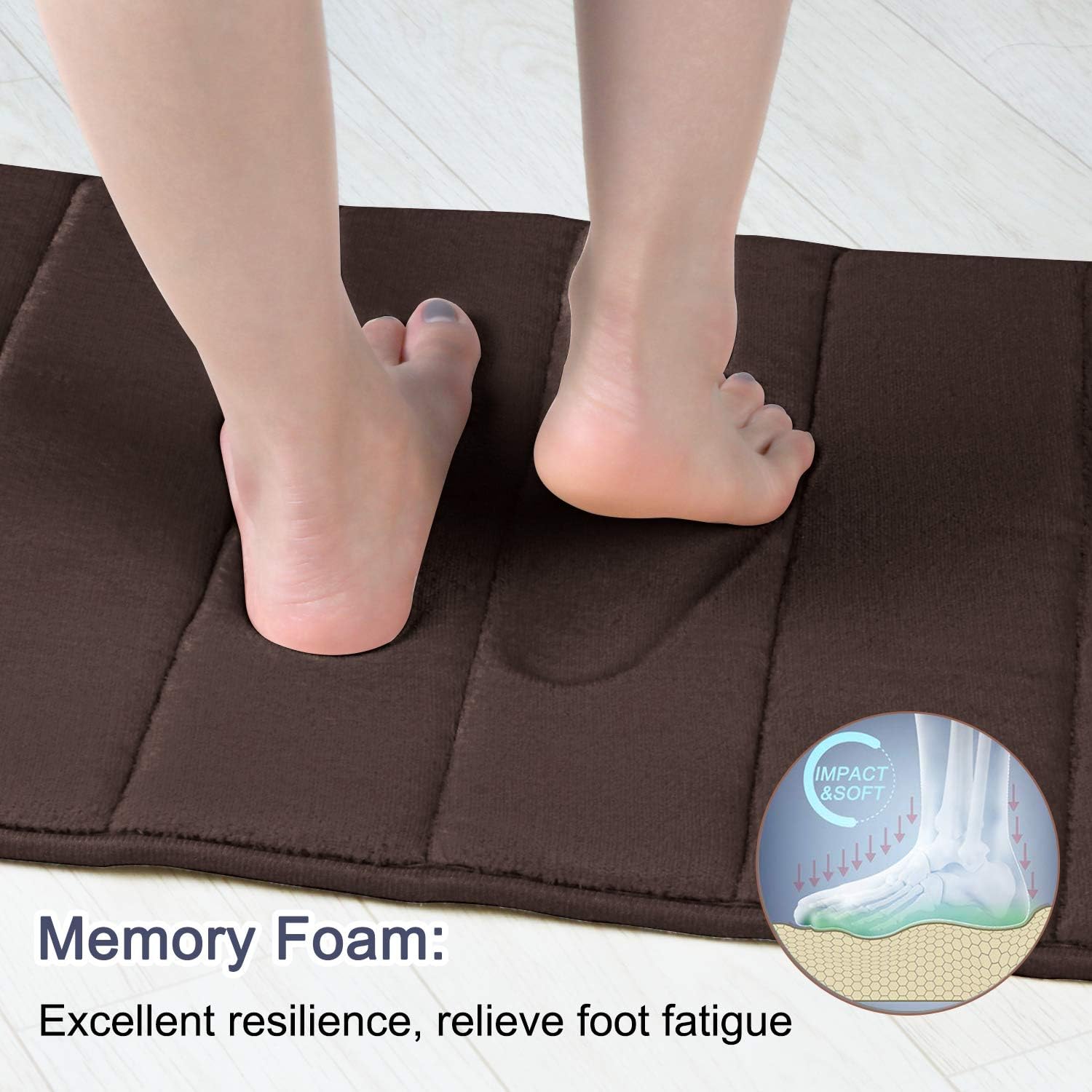Memory Foam Bath Mat Rug, KIMODE Anti-Fatigue Soft Absorbent
