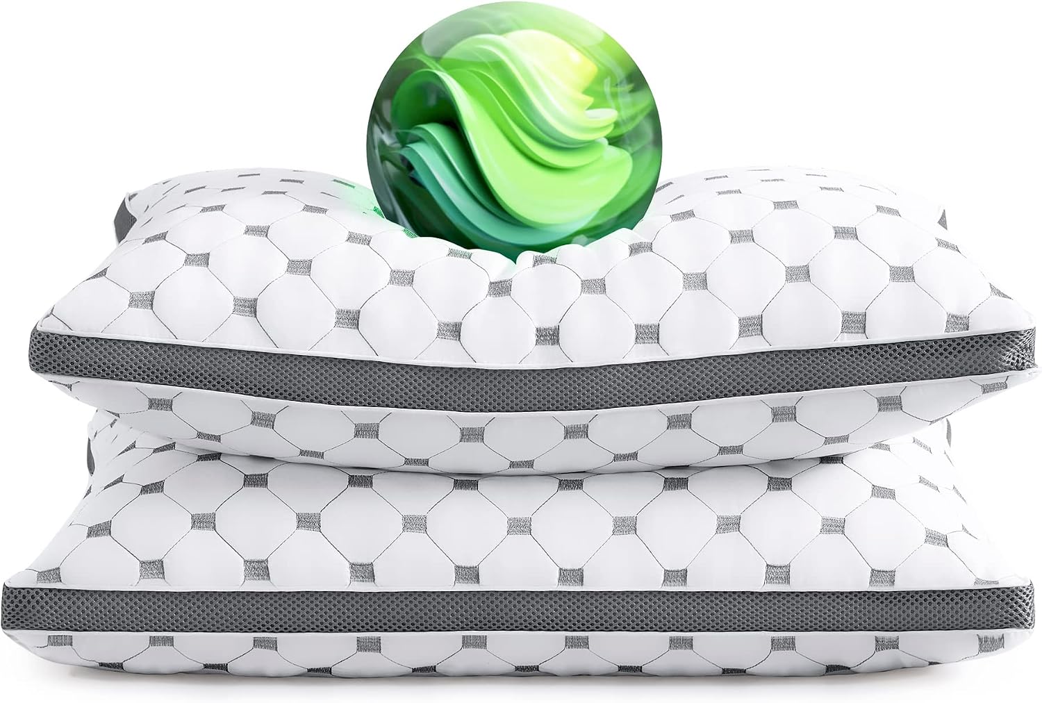 Falmn Bed Pillows for Sleeping, Cooling Pillows Queen Size Set of 2, Hotel Quality Down Alternative Back Stomach and Side Sleeper Pillows Gusseted and Supportive
