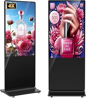 55 inch Indoor Digital Signage,CMS Software,4K UHD LCD Screen IPS Floor Standing Digital Kiosks Interactive Displays with WiFi HDMI/USB Input Auto AD Player, Android OS Black