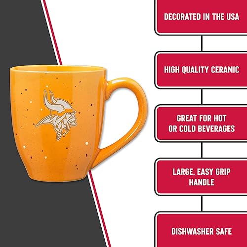 Miniatura 36 de Rico Industries, NFL Football - Taza de café de 16 oz de cerámica moteada, grabada con láser y de color de los equipos de fútbol americano de la NFL