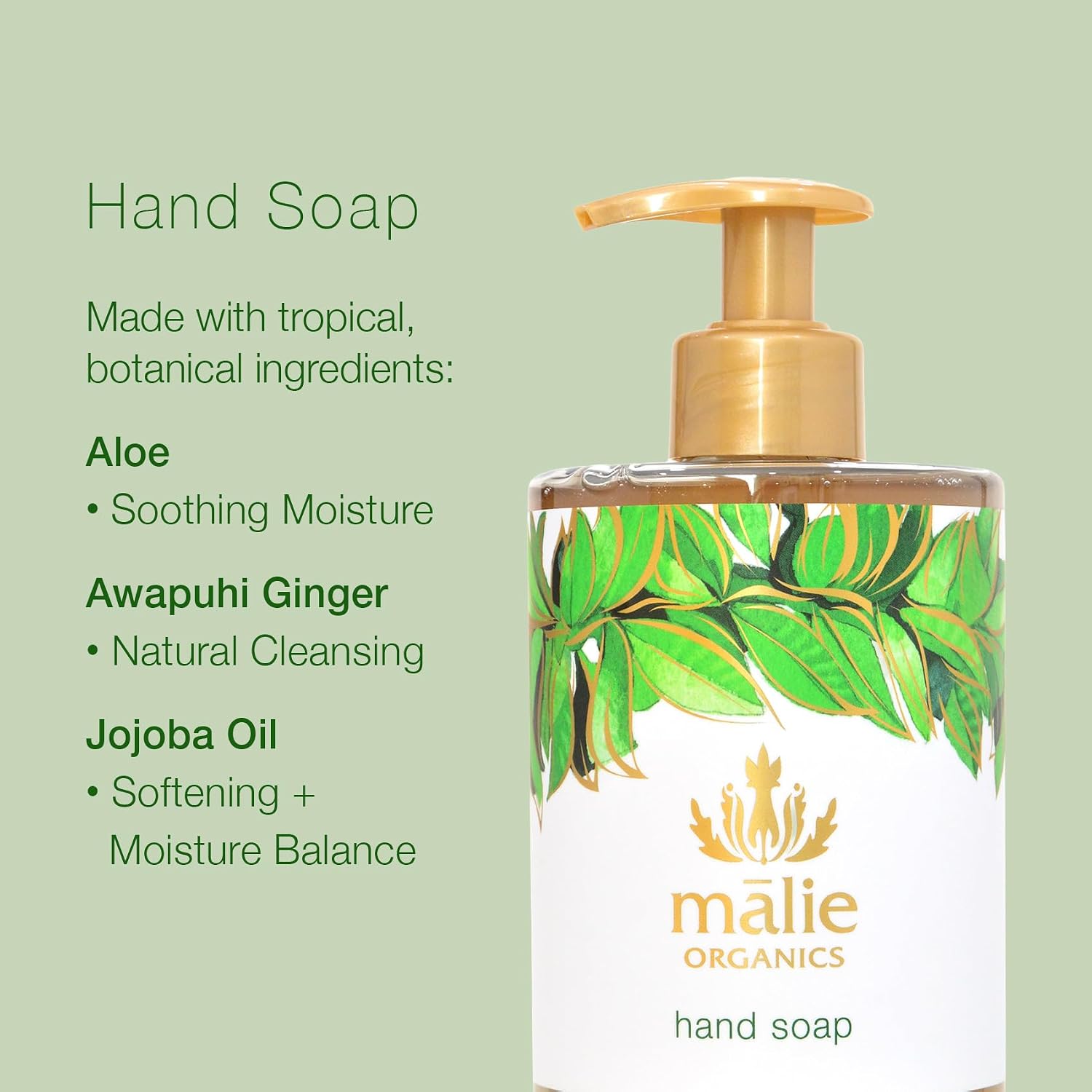 Mālie Organics Hand Soap, Kōke‘e, 13.5 oz, Organic Moisturizing Hand Wash with Aloe + Hawaiian Hydrosols, Vegan image 2