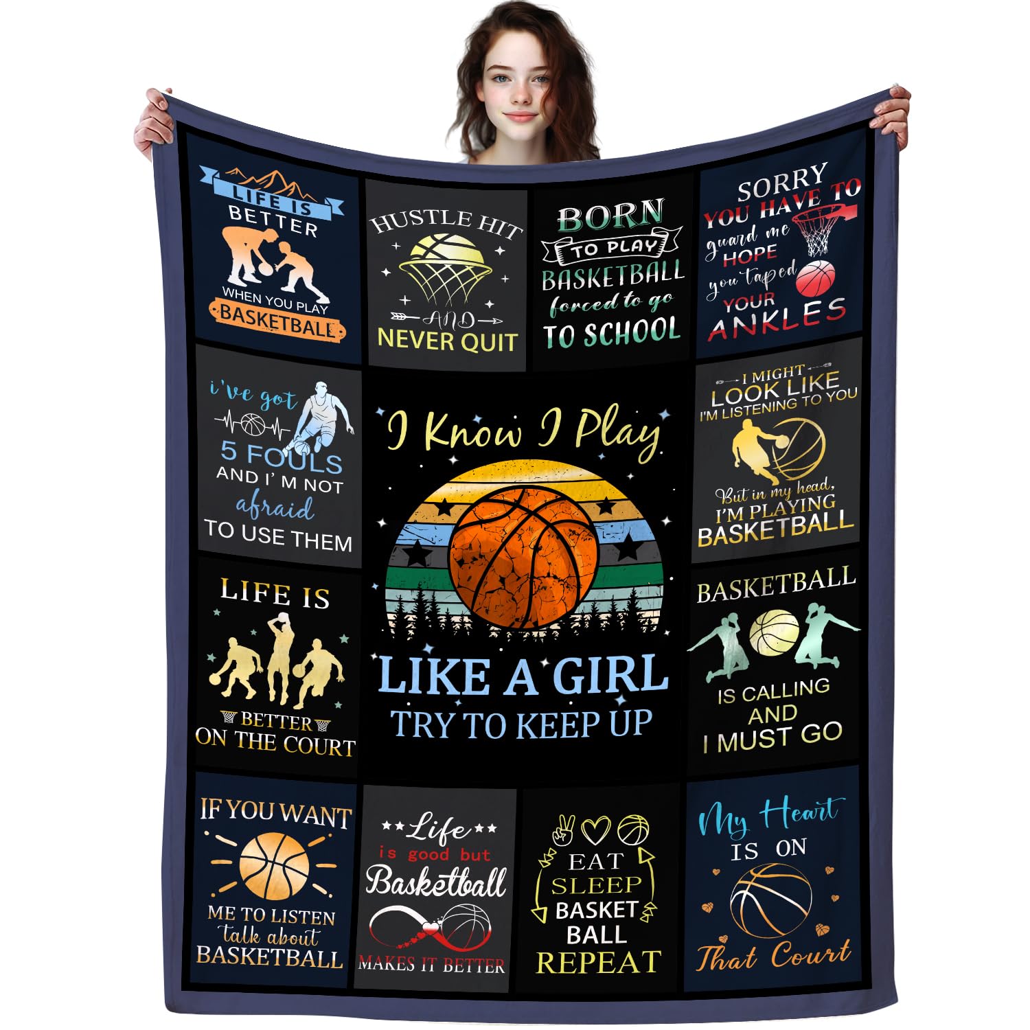 Norkobay Basketball Blanket Basketball Gifts for Boys Girls Teens,Cool Basketball Stuff Accessories,Best Basketball Coach Team Gifts for Basketball Lover Basketball Players 50