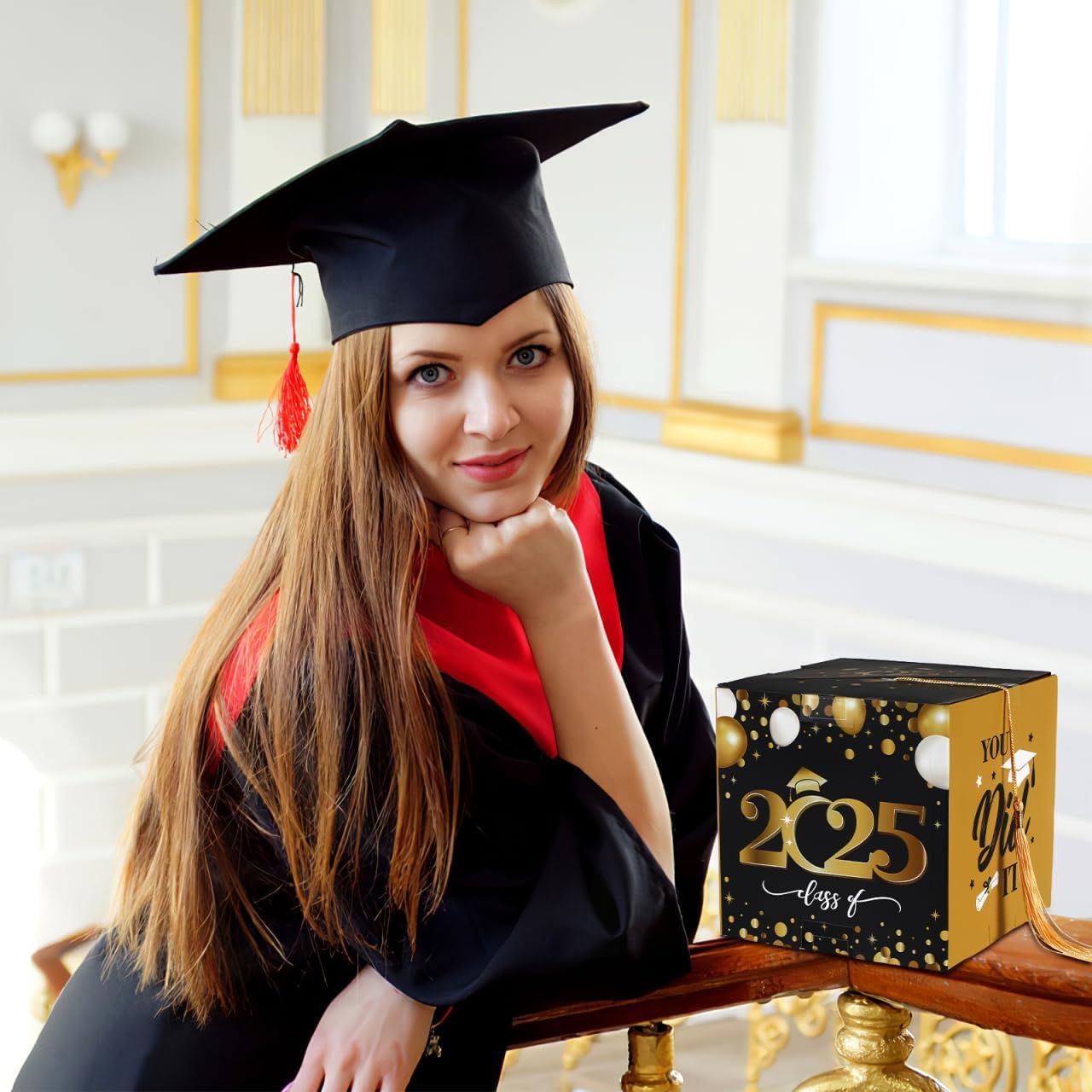 Tofficu Graduation Card Box Holder: 2025 Graduation Cap Party Decorations for High School College Commencement Gift Favors Grad Parties